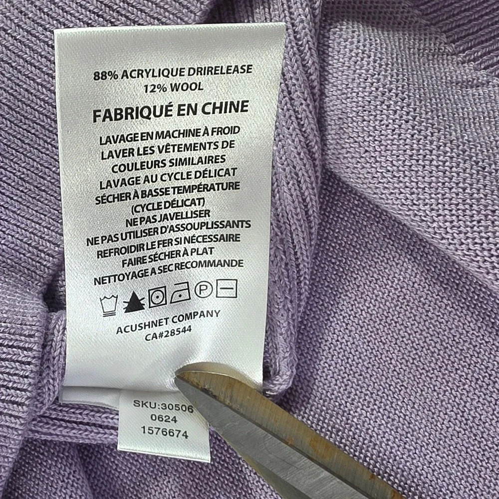 FootJoy NWT XL DriRelease Wool Half Zip Sweater Heather Lavender Golf Pullover